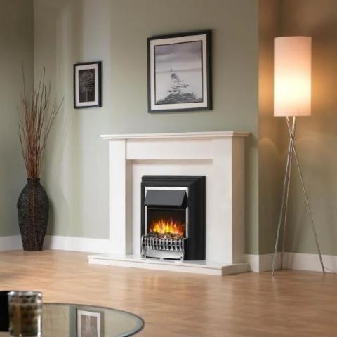 Kingsley Deluxe Optiflame Electric Fire - Chrome With Coals, Logs And Crystals